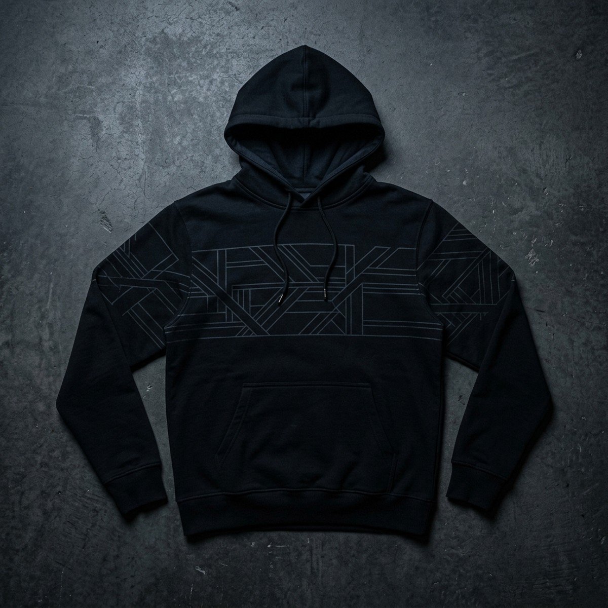 IX-01R Nightline Hoodie in dark ambient lighting